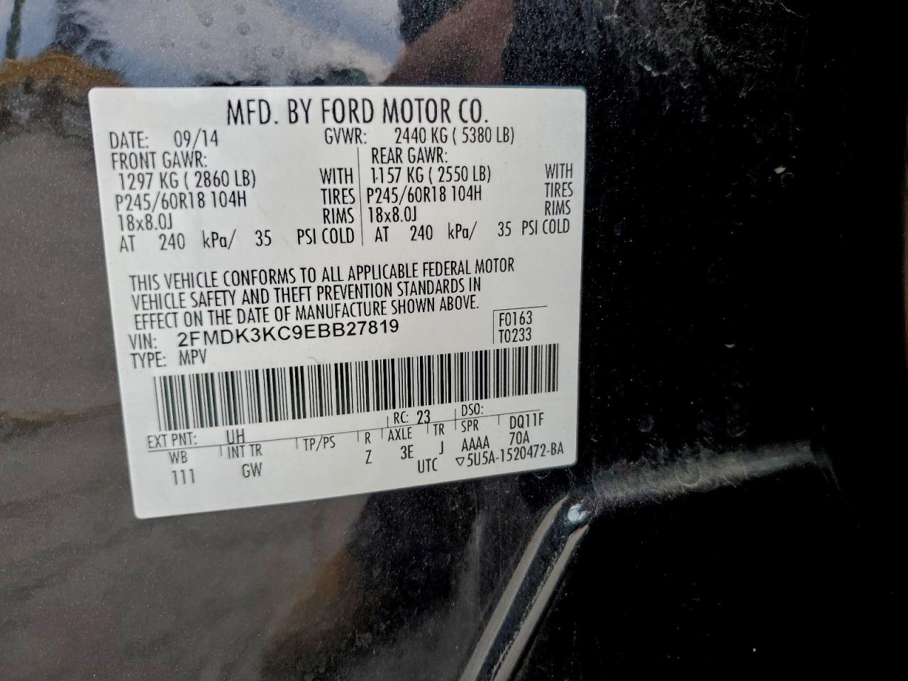 2014 FORD EDGE LIMITED photo 12