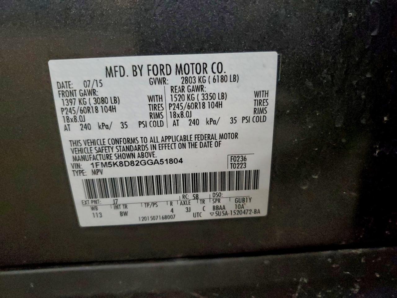 2016 FORD EXPLORER XLT photo 27