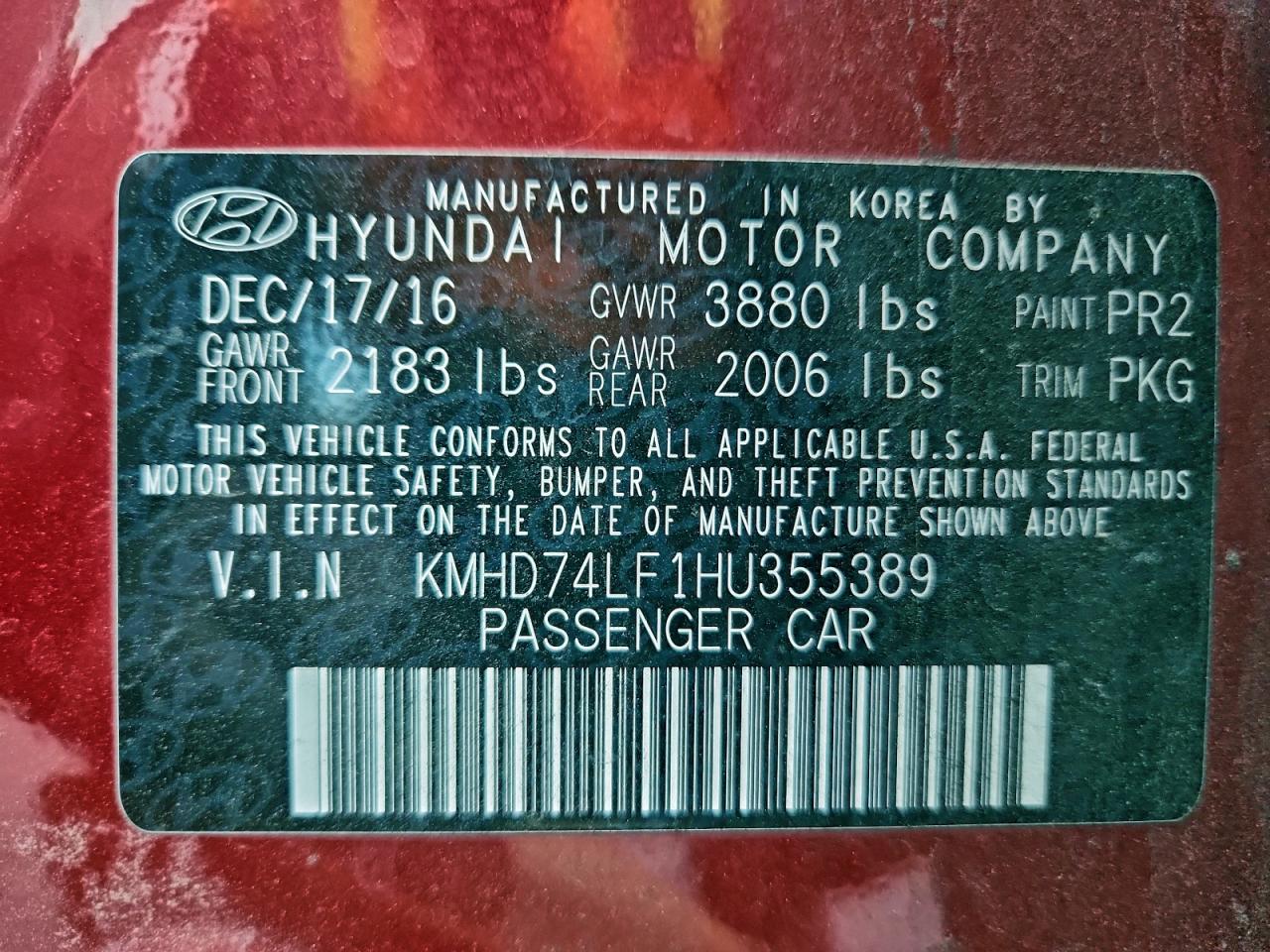 2017 HYUNDAI ELANTRA SE photo 12