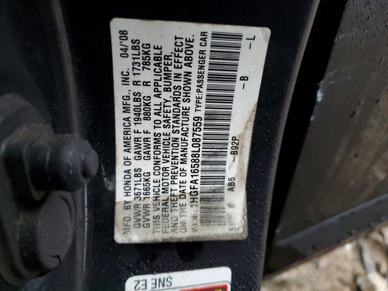 2008 HONDA CIVIC LX photo 44