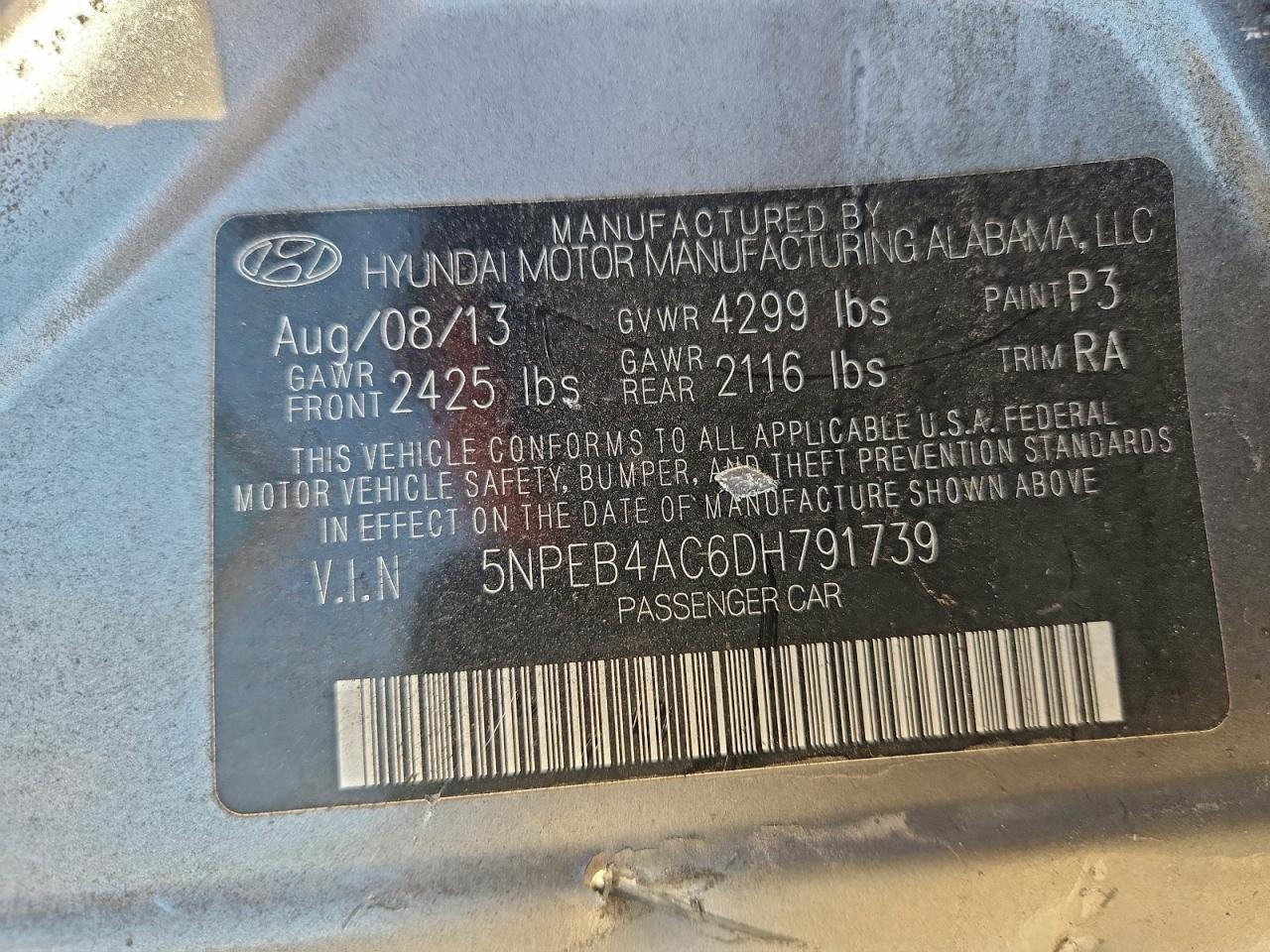 2013 HYUNDAI SONATA GLS photo 34