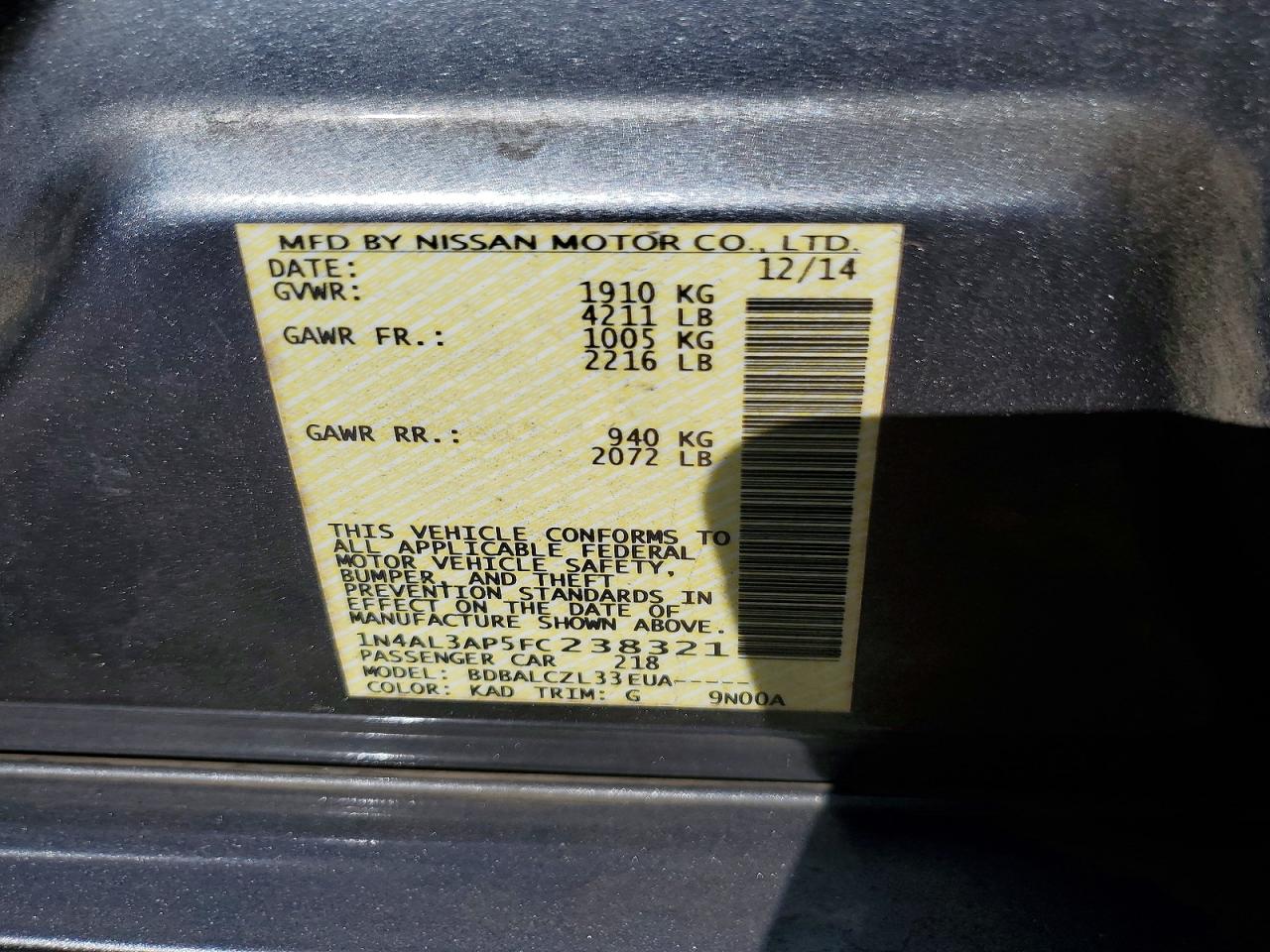 2015 NISSAN ALTIMA 2.5 photo 34