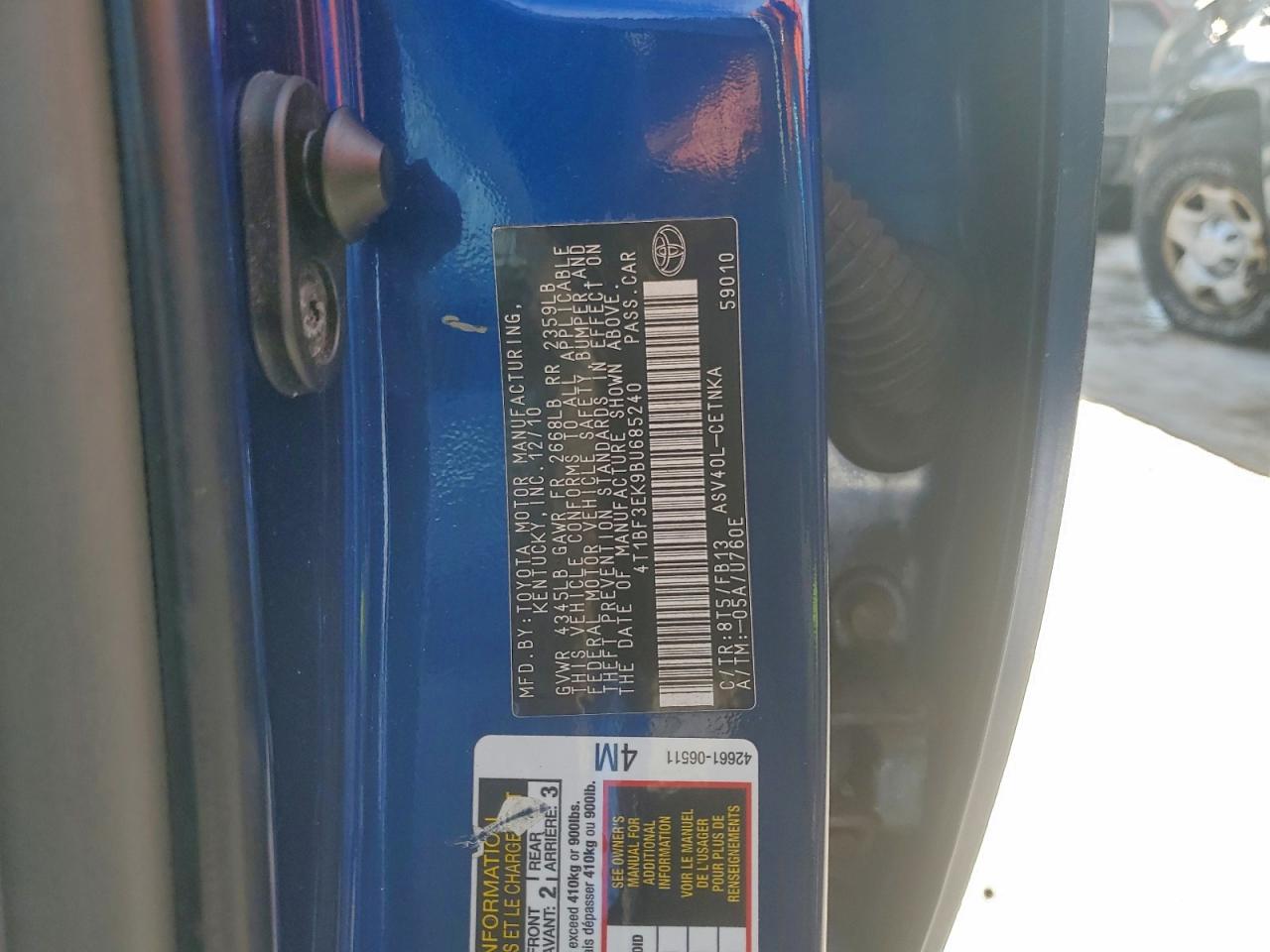 2011 TOYOTA CAMRY BASE photo 12