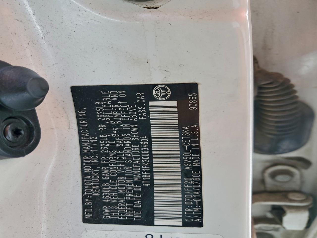 2012 TOYOTA CAMRY BASE photo 37
