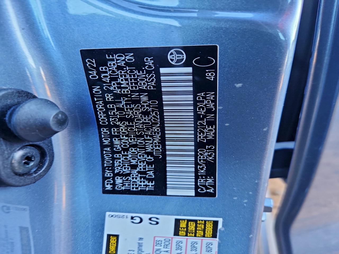 2022 TOYOTA COROLLA LE photo 12