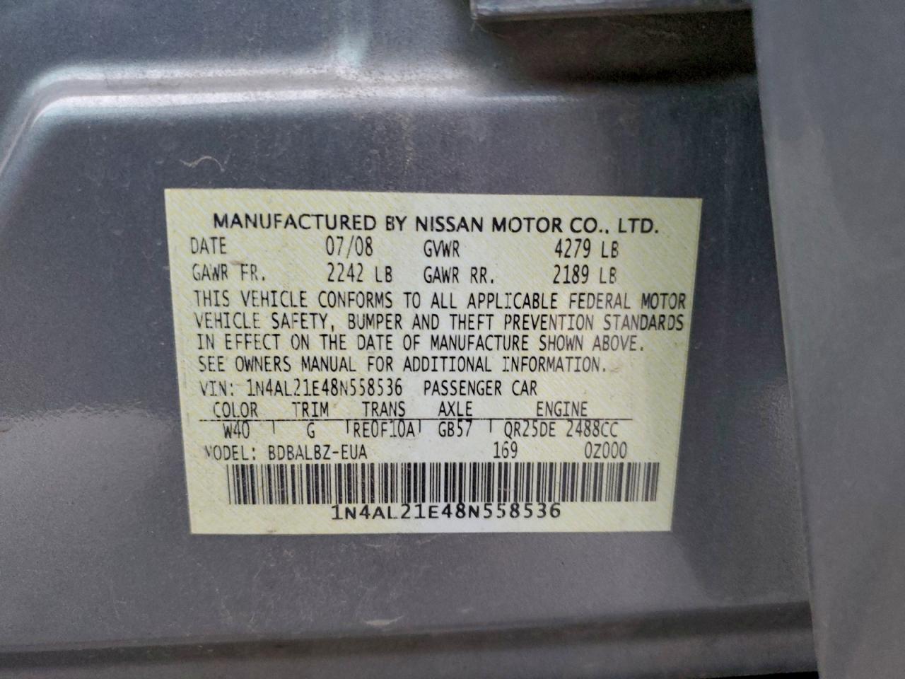 2008 NISSAN ALTIMA 2.5 photo 13