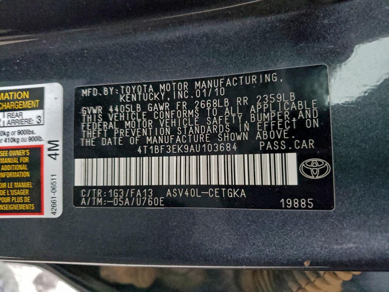 2010 TOYOTA CAMRY BASE photo 34
