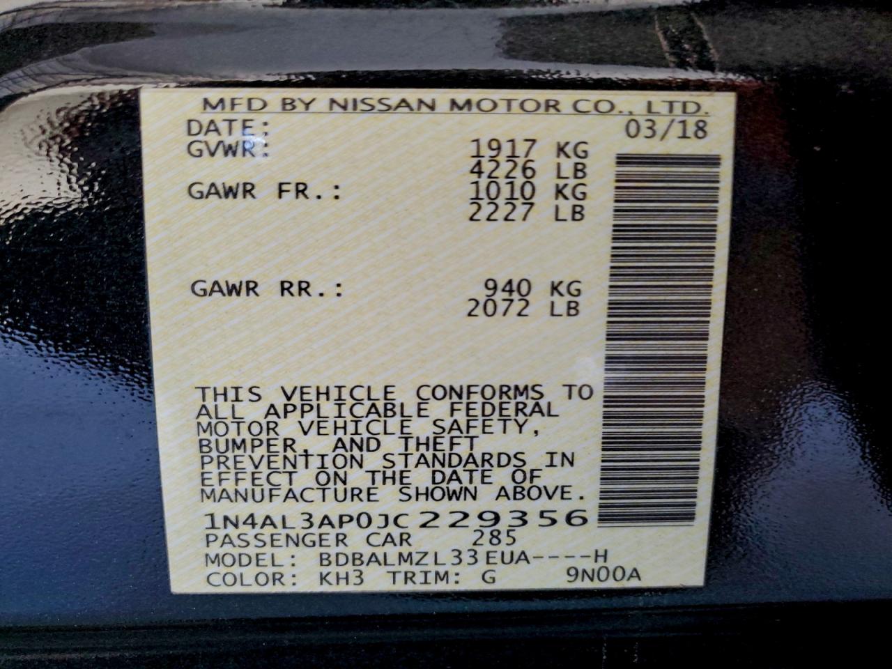 2018 NISSAN ALTIMA 2.5 photo 12
