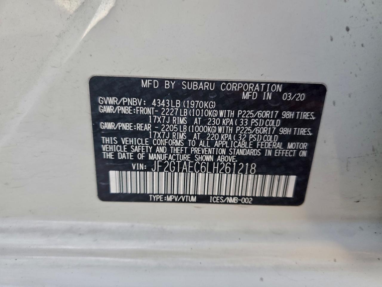 2020 SUBARU CROSSTREK PREMIUM photo 25