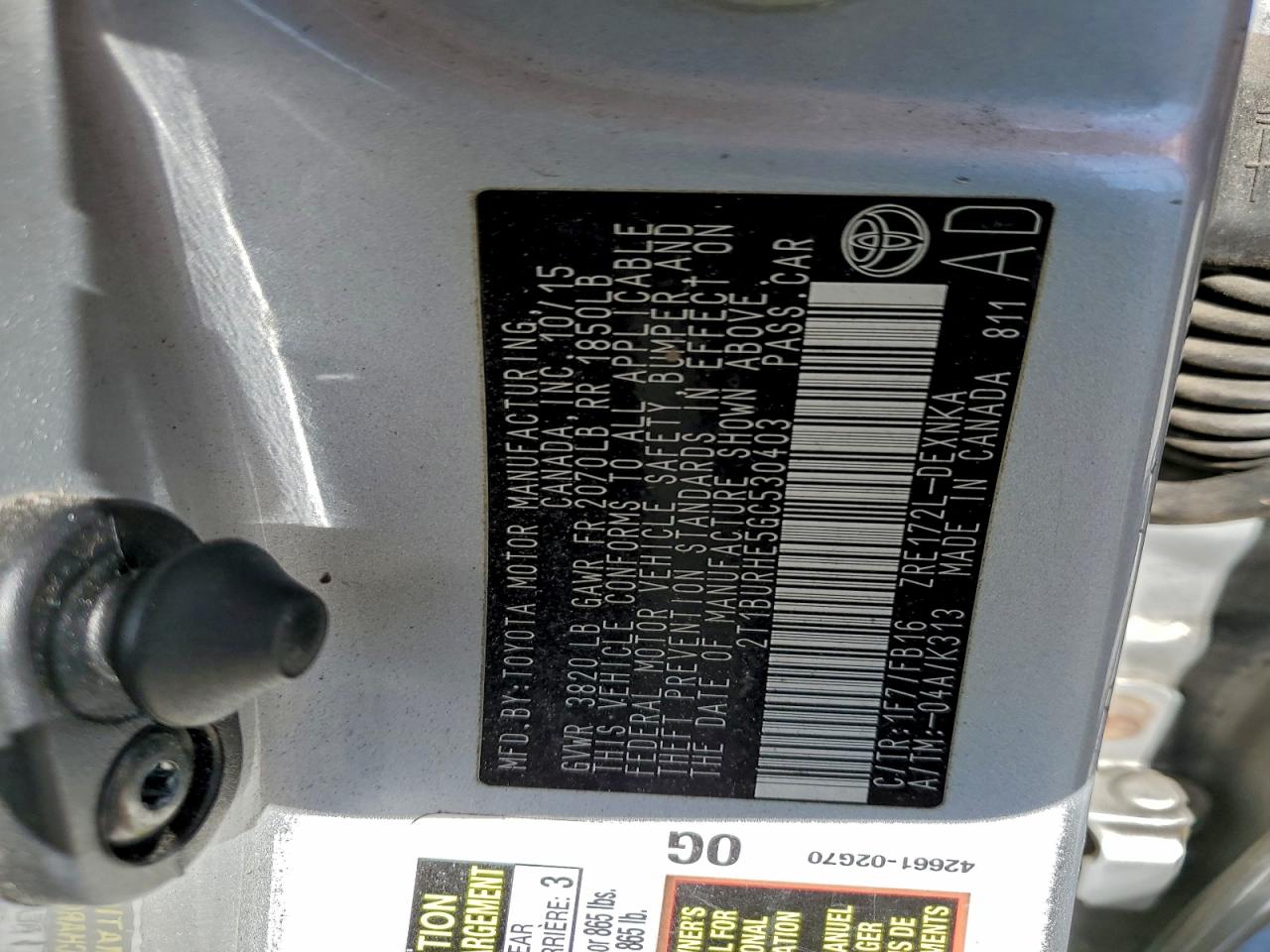 2016 TOYOTA COROLLA L photo 23