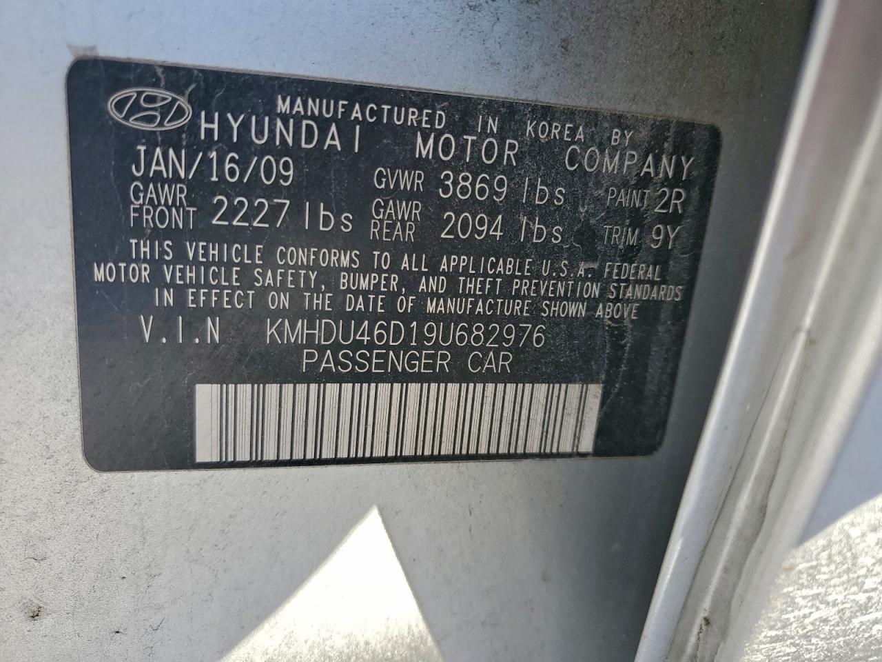 2009 HYUNDAI ELANTRA GLS photo 12