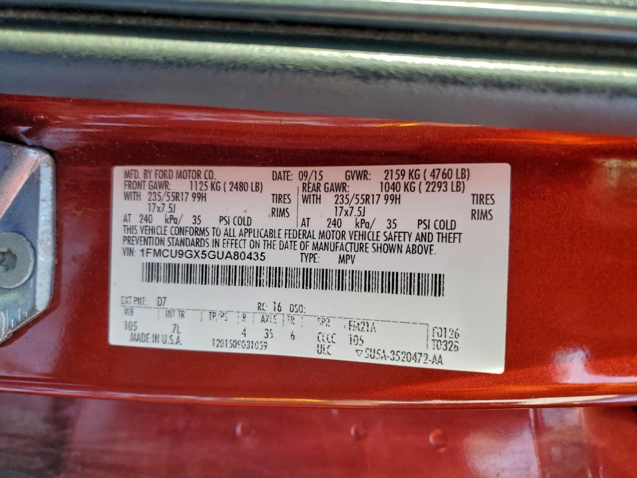 2016 FORD ESCAPE SE photo 13