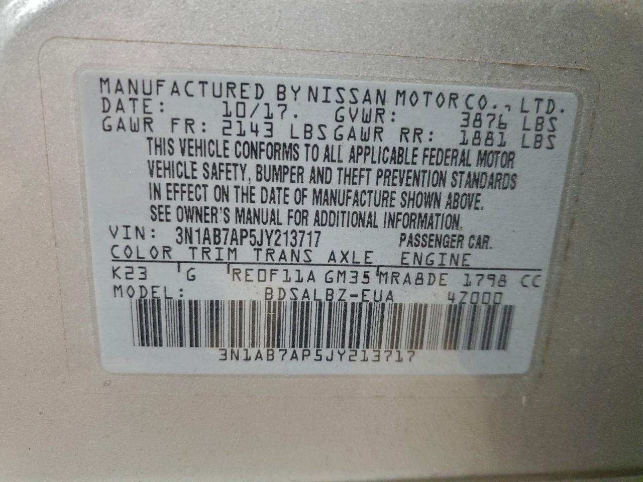 2018 NISSAN SENTRA S photo 23