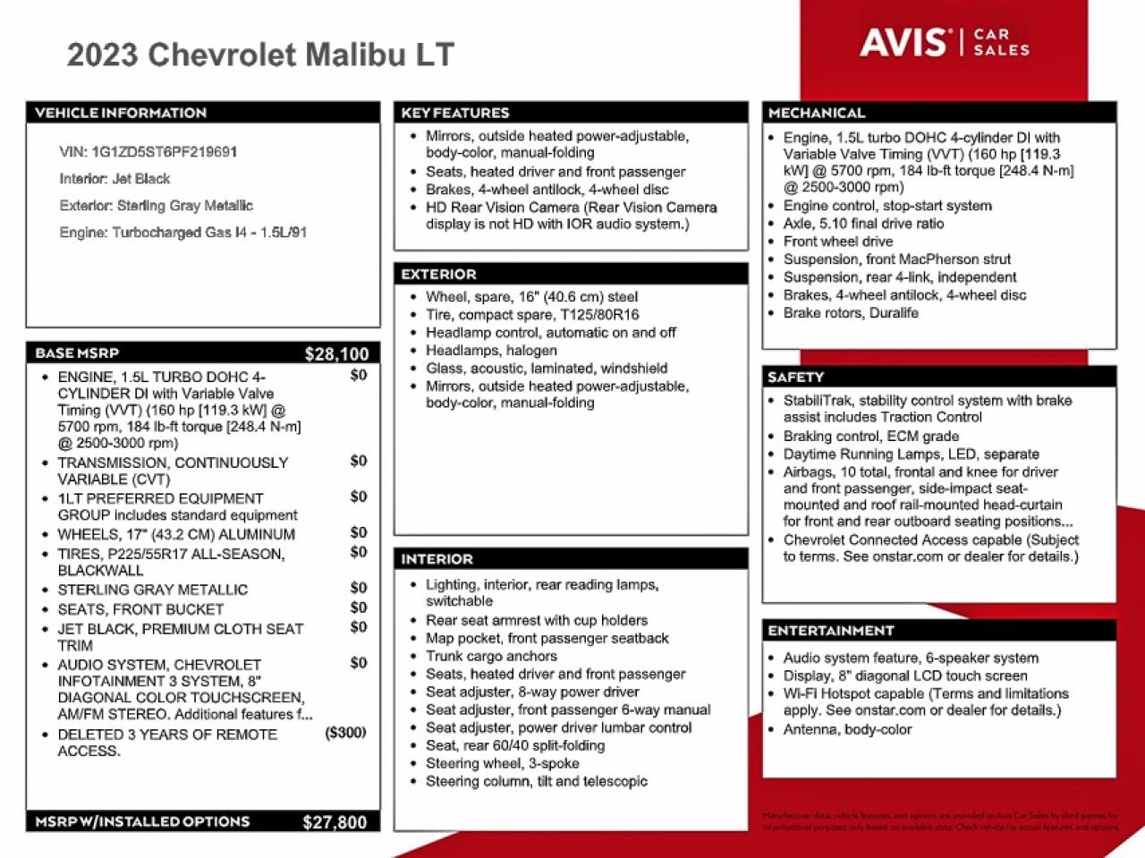 2023 CHEVROLET MALIBU LT photo 12