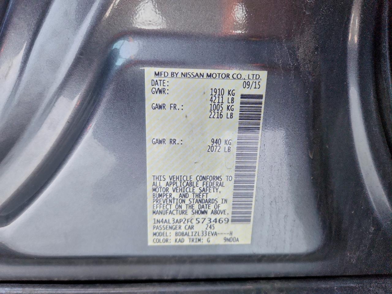 2015 NISSAN ALTIMA 2.5 photo 12