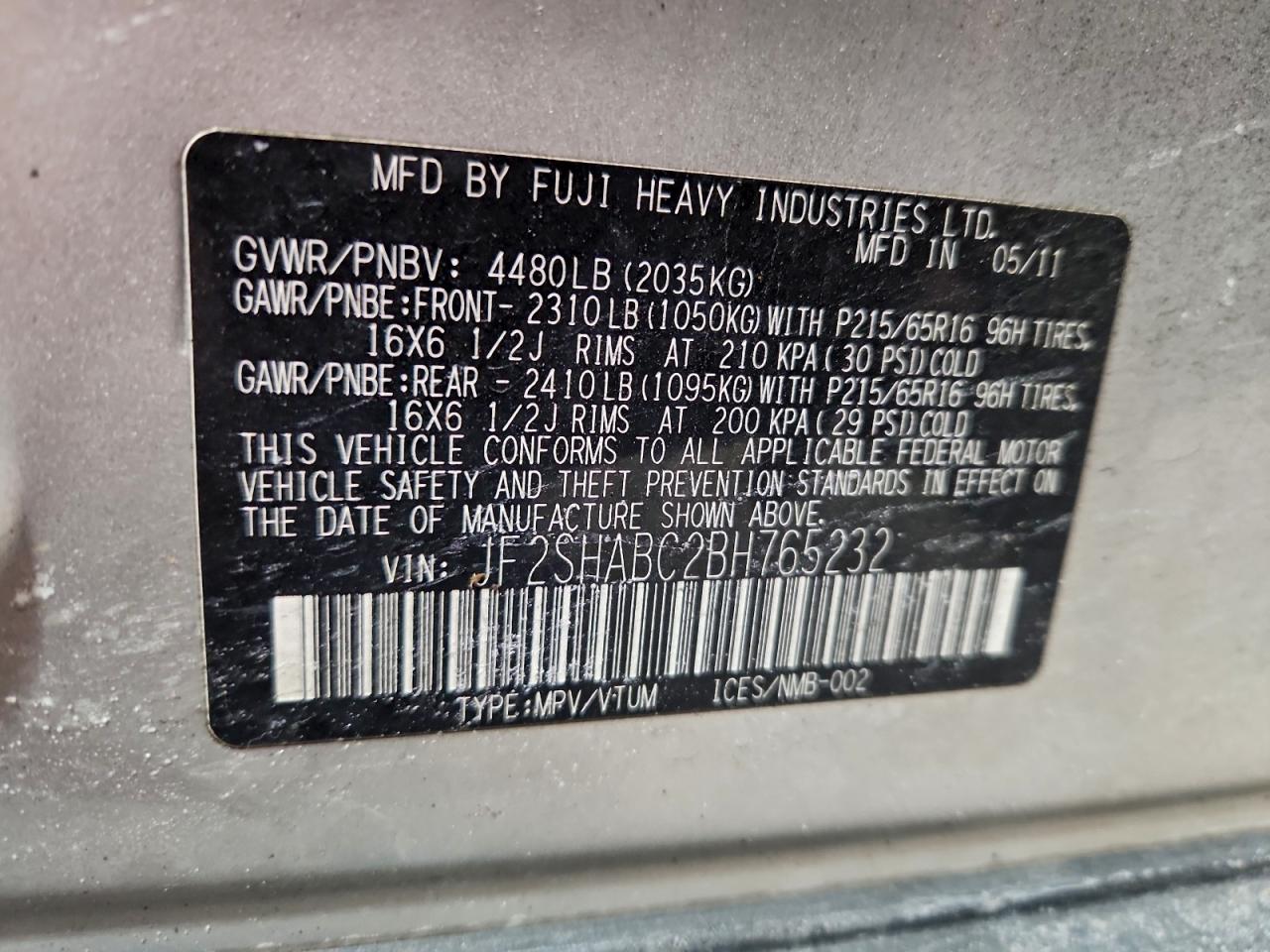 2011 SUBARU FORESTER 2.5X photo 13