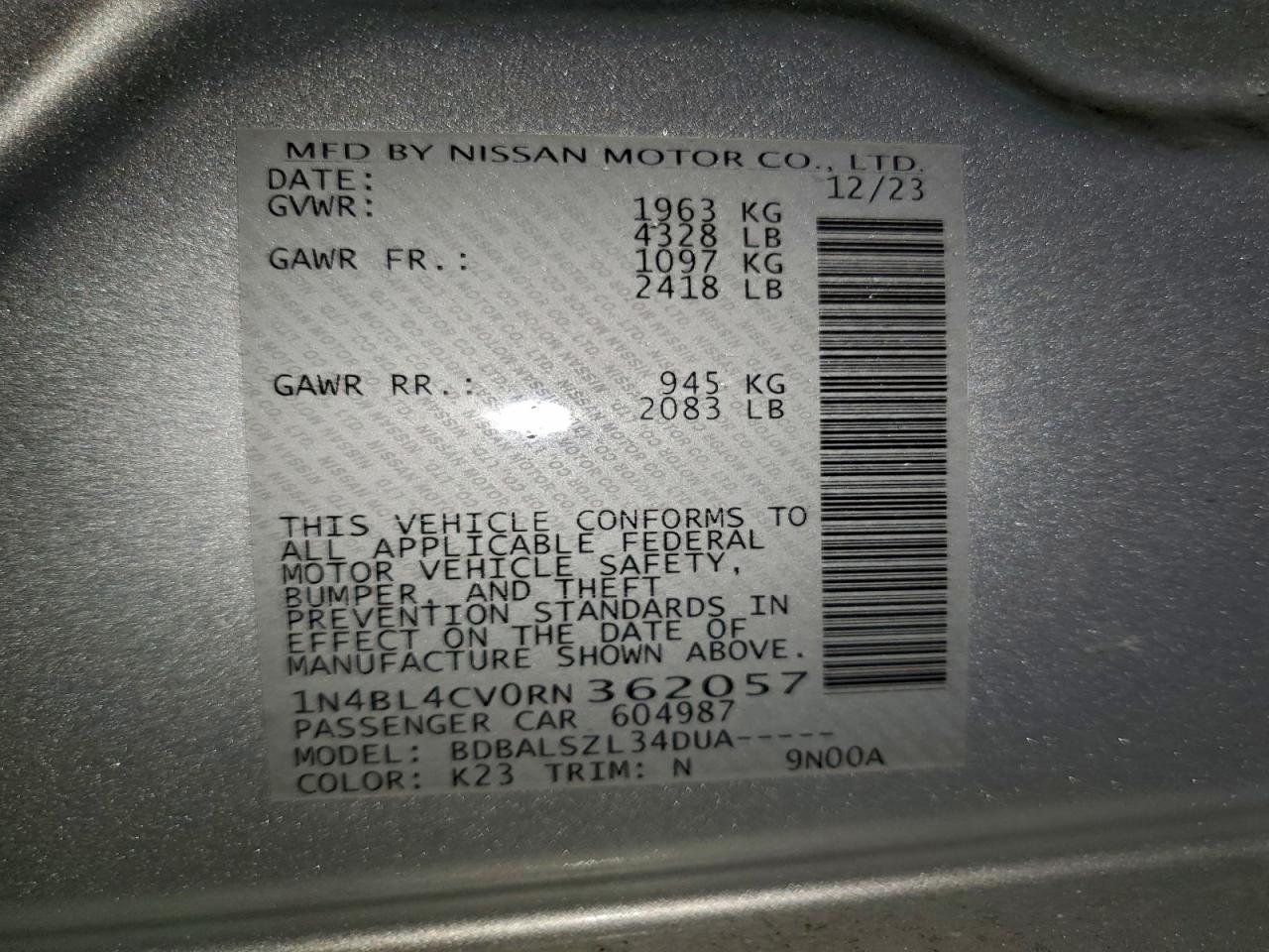 2024 NISSAN ALTIMA SR photo 23