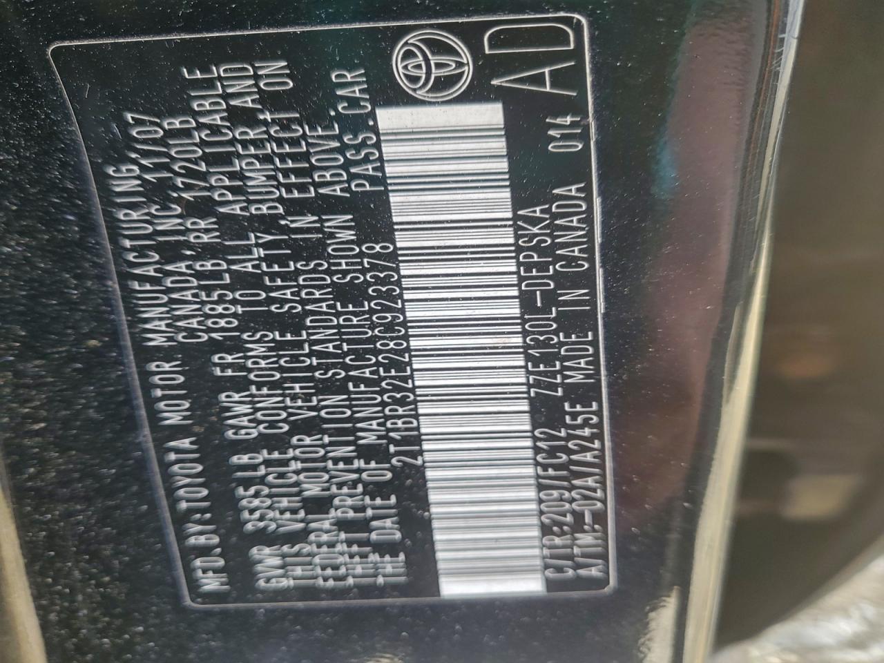 2008 TOYOTA COROLLA CE photo 12