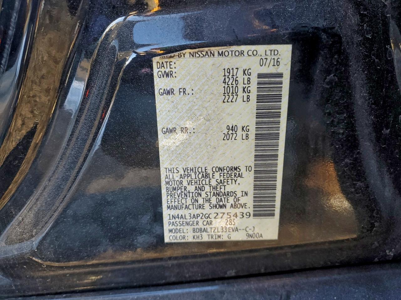 2016 NISSAN ALTIMA 2.5 photo 12