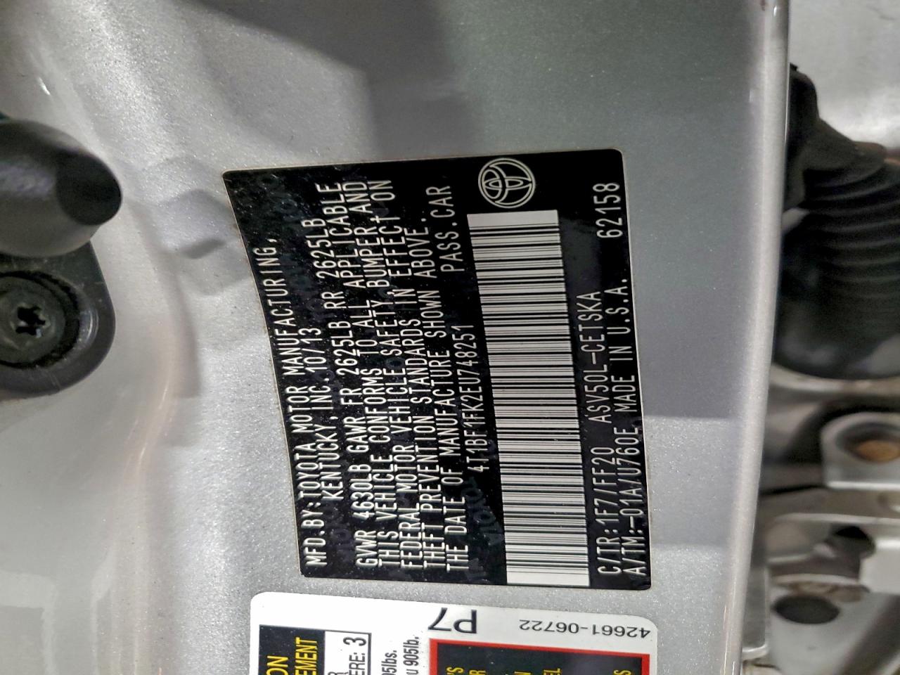 2014 TOYOTA CAMRY L photo 12