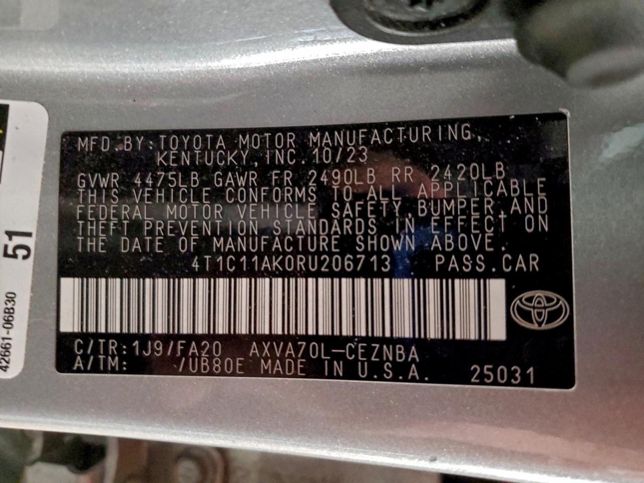 2024 TOYOTA CAMRY LE photo 13