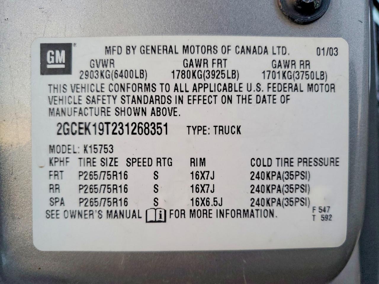2003 CHEVROLET SILVERADO K1500 photo 23
