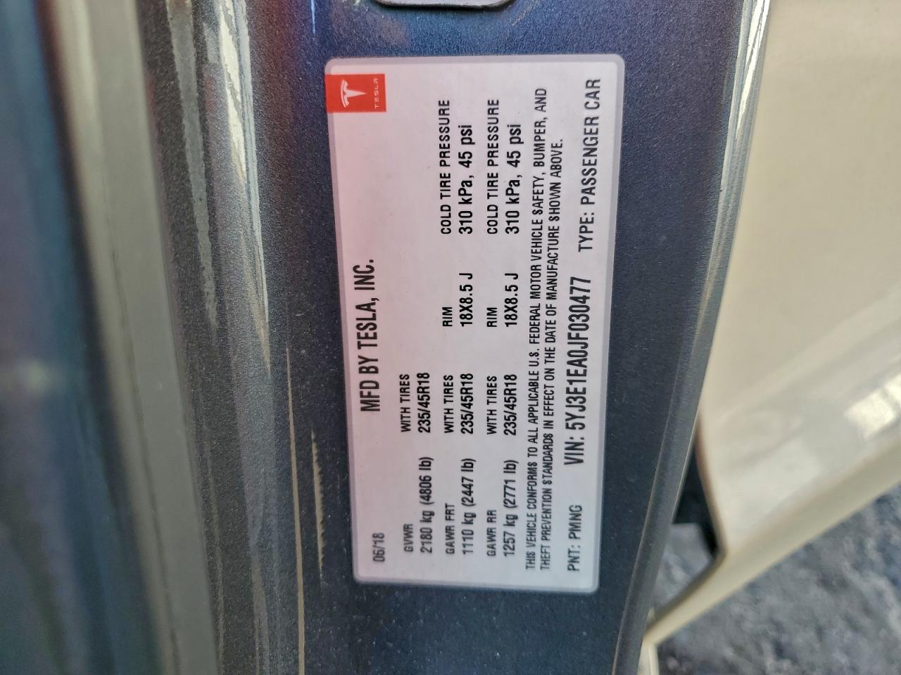 2018 TESLA MODEL 3 photo 12