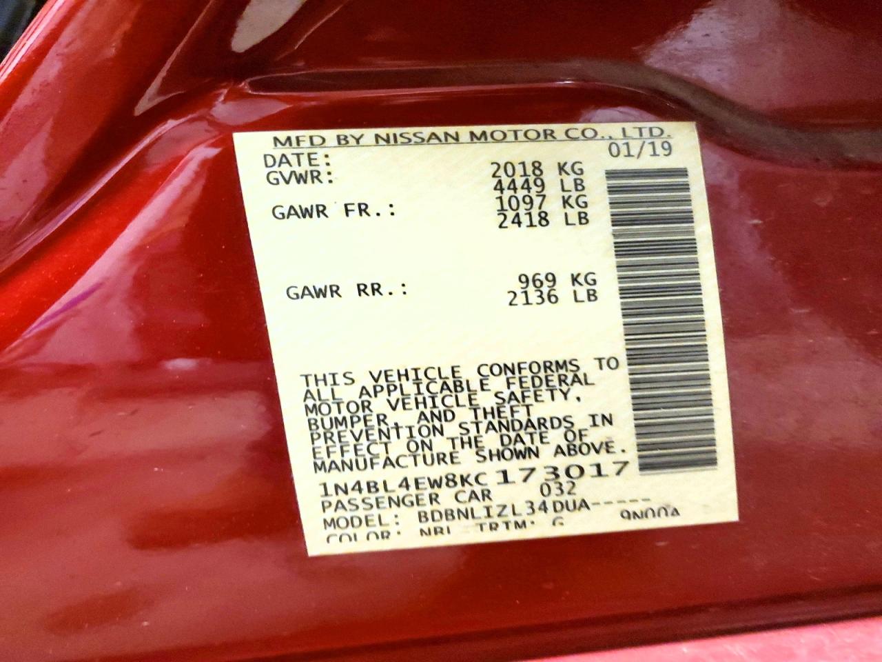 2019 NISSAN ALTIMA SL photo 12
