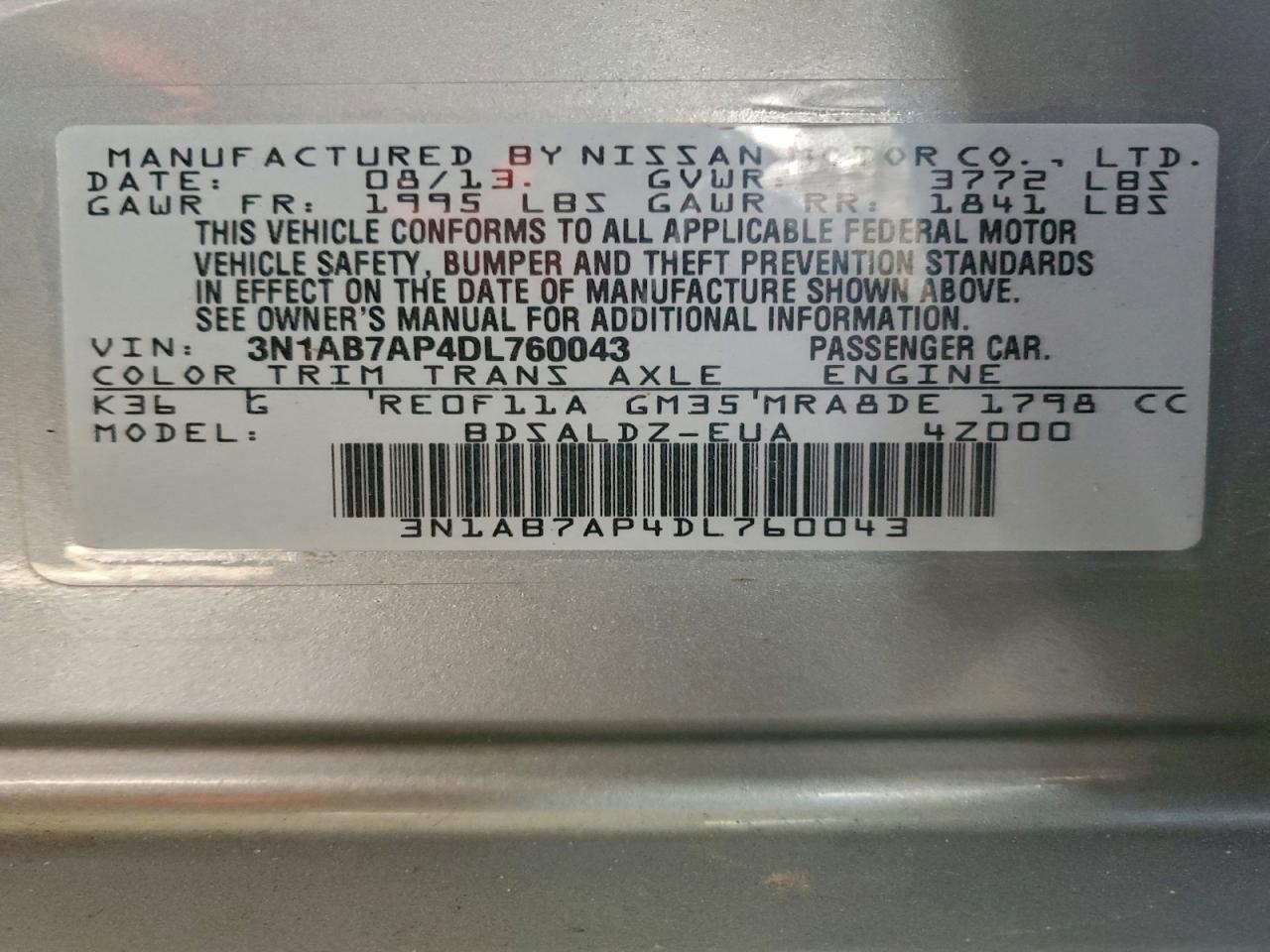 2013 NISSAN SENTRA S photo 12