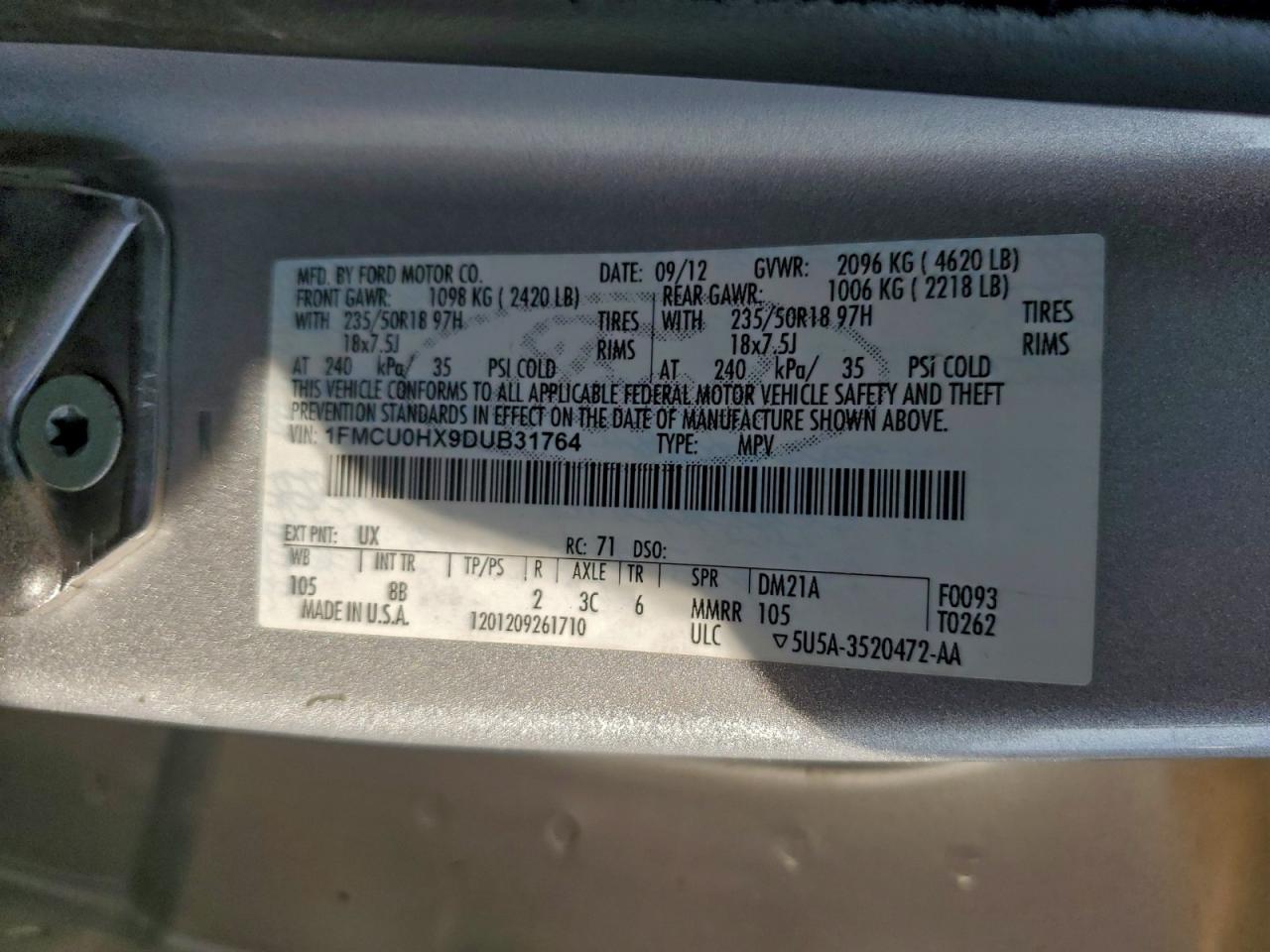 2013 FORD ESCAPE SEL photo 12