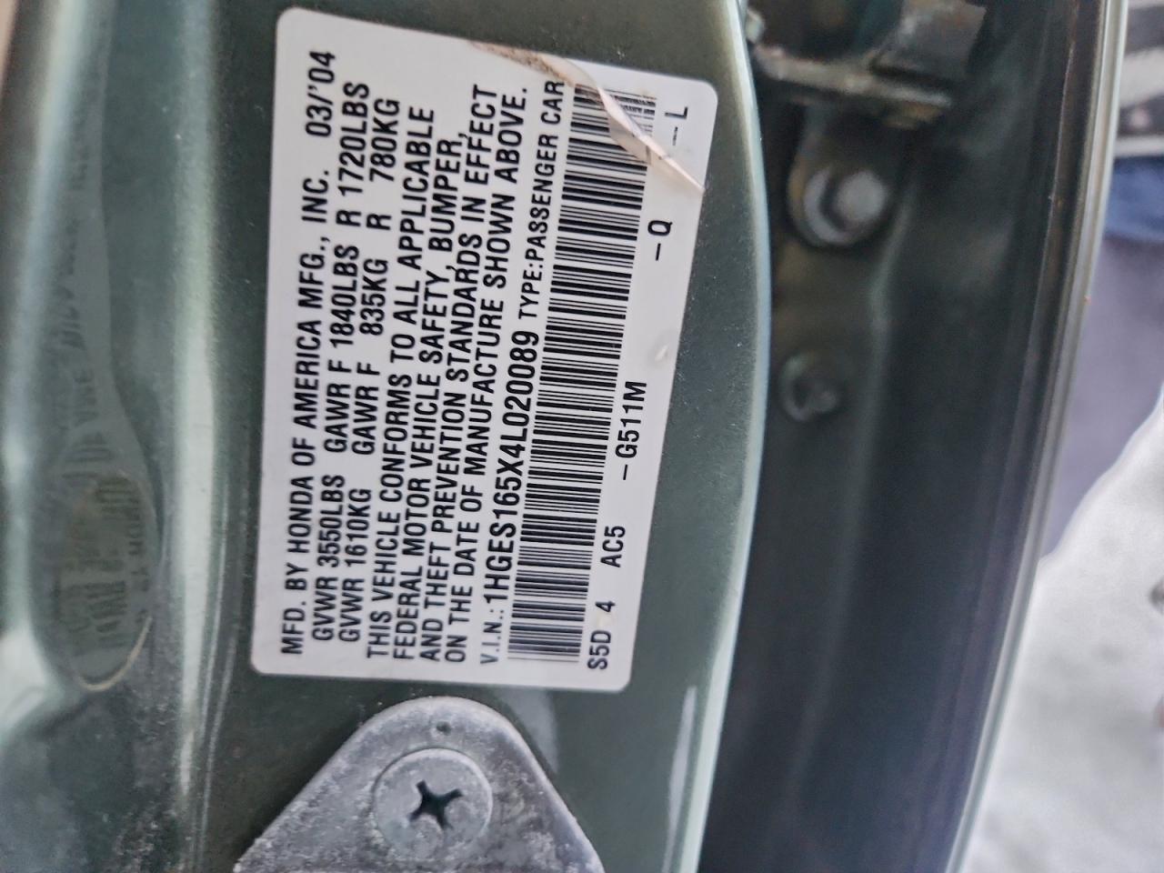 2004 HONDA CIVIC LX photo 23