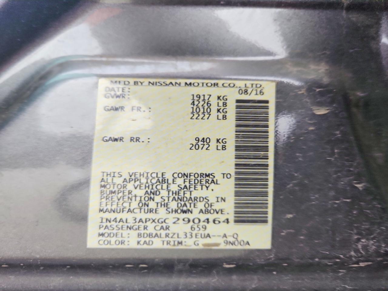 2016 NISSAN ALTIMA 2.5 photo 12