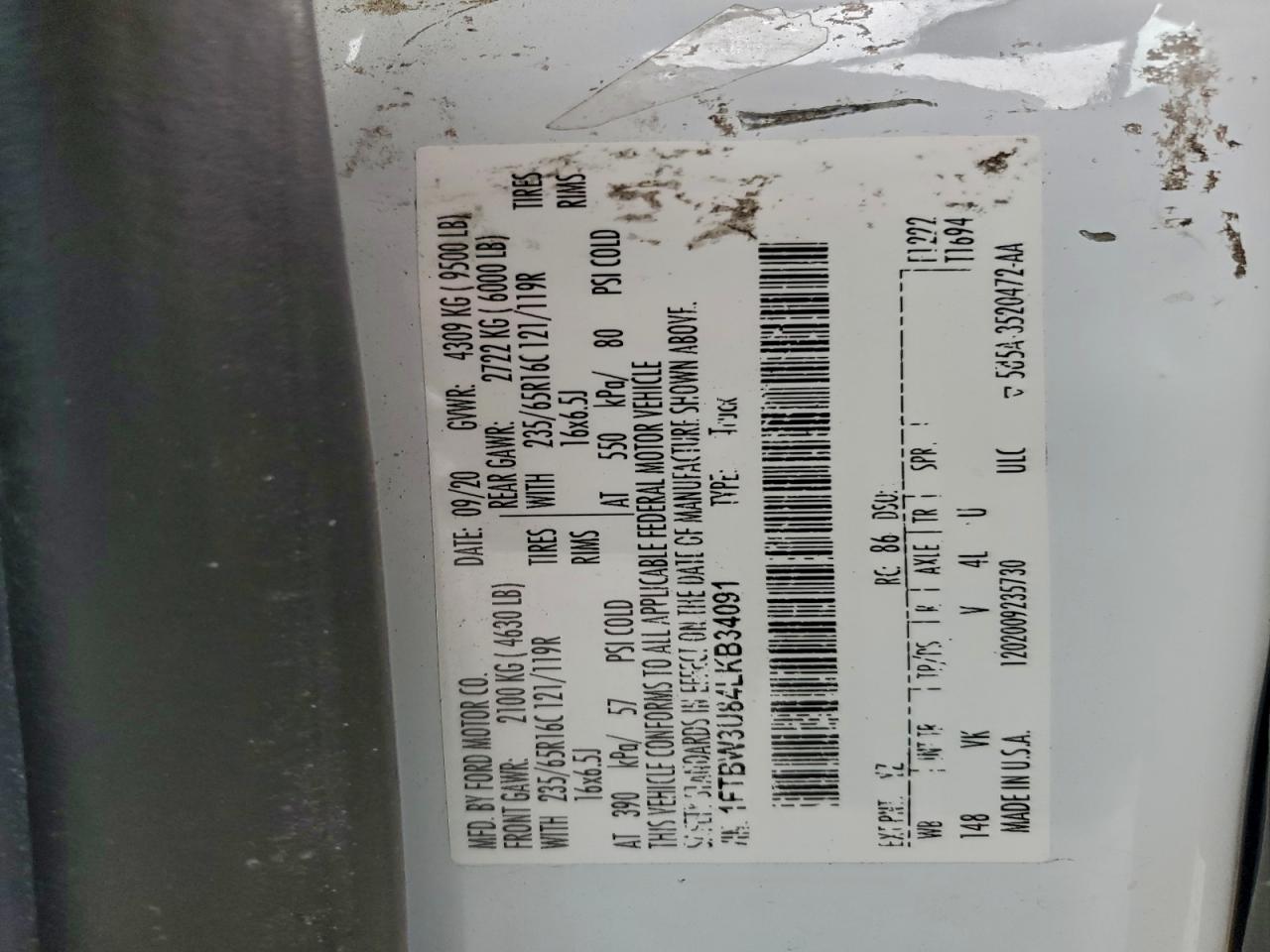 2020 FORD TRANSIT T-350 photo 13