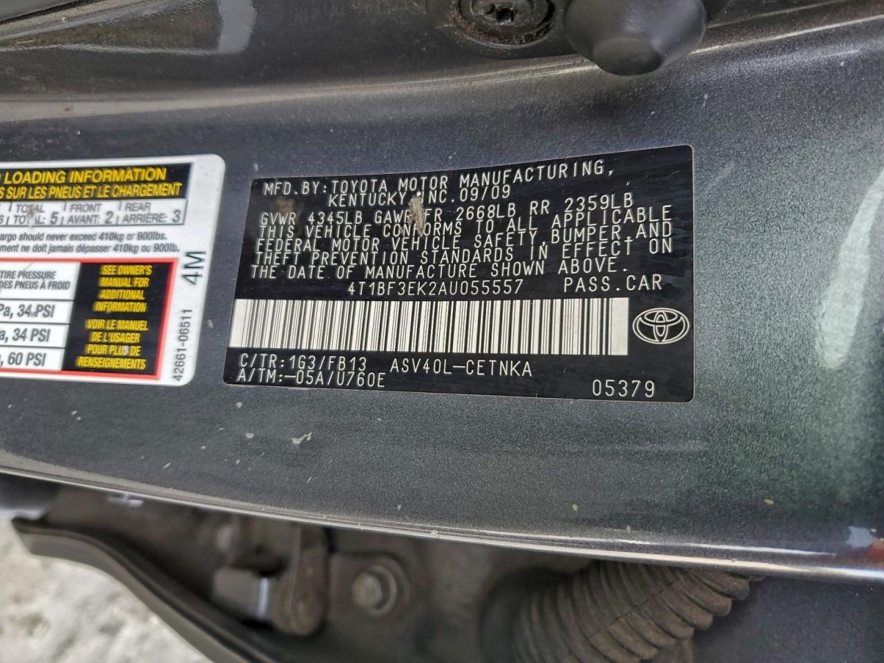 2010 TOYOTA CAMRY LE photo 23