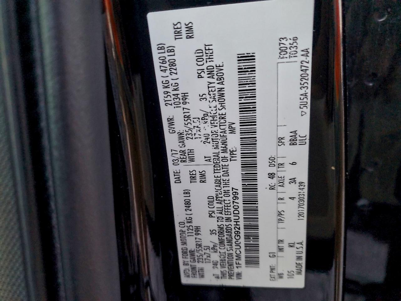 2017 FORD ESCAPE SE photo 12