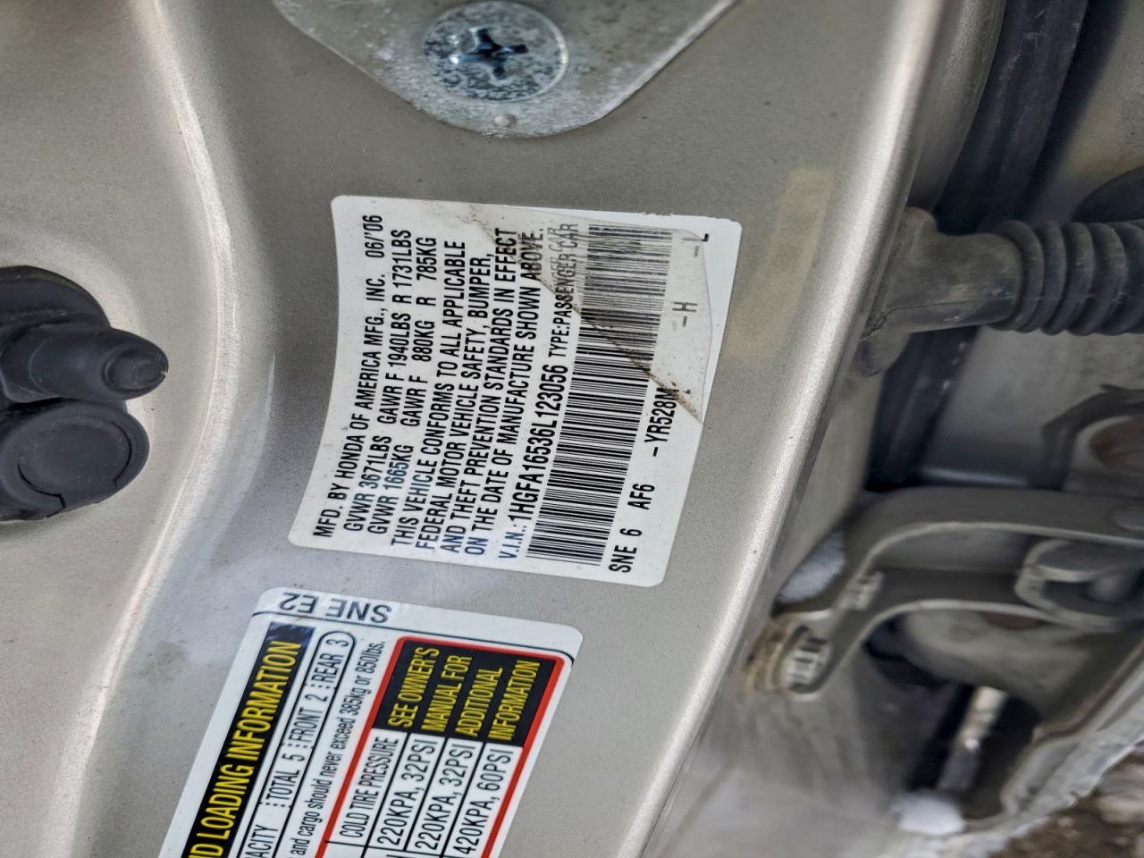2006 HONDA CIVIC LX photo 23