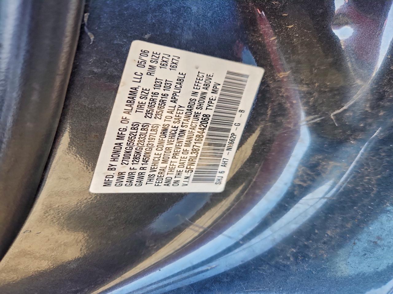 2006 HONDA ODYSSEY EXL photo 12