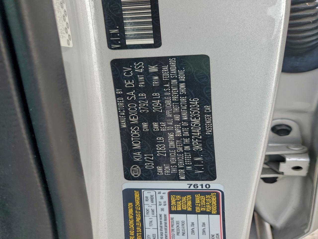 2021 KIA FORTE FE photo 23