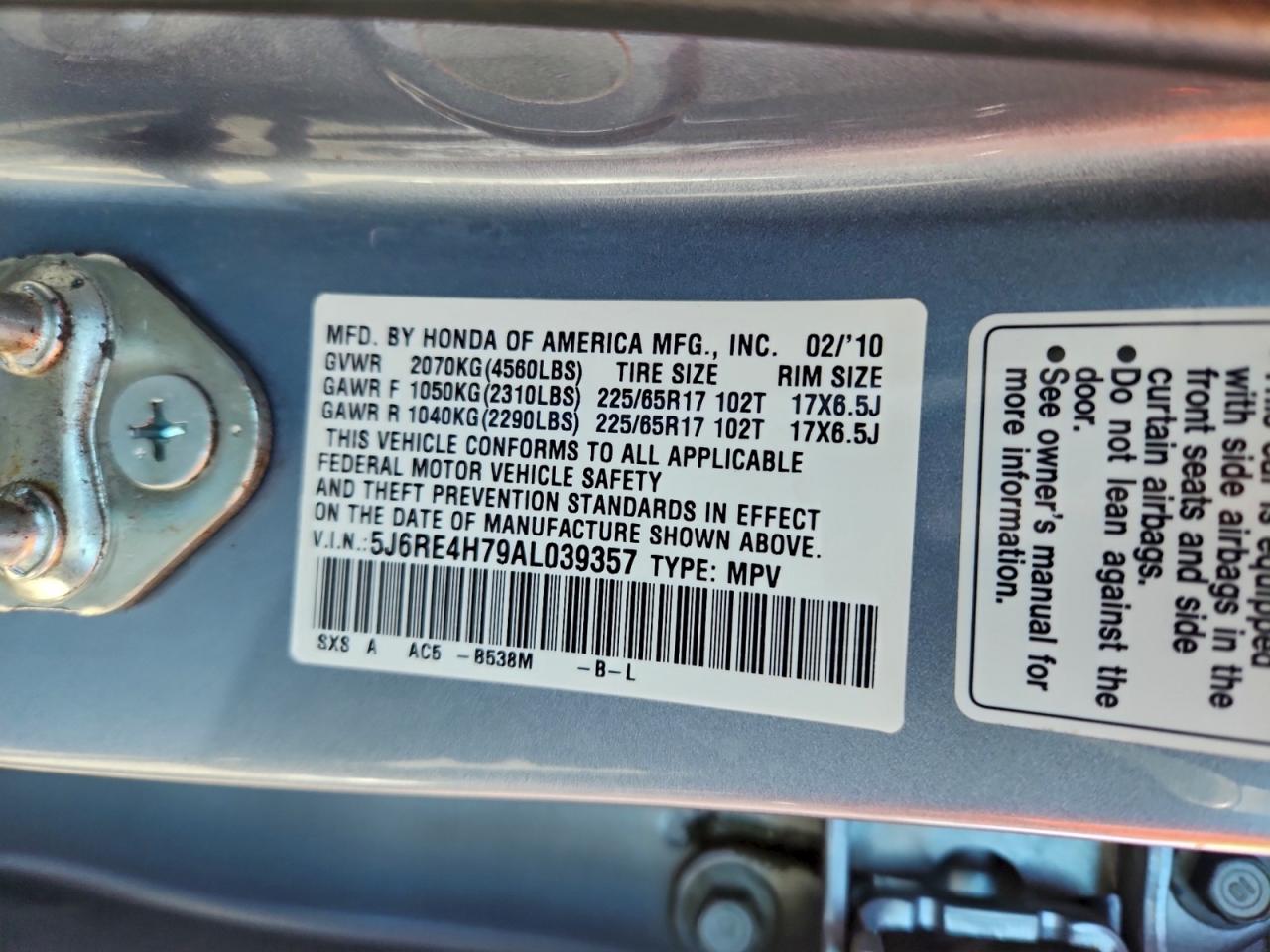 2010 HONDA CR-V EXL photo 13
