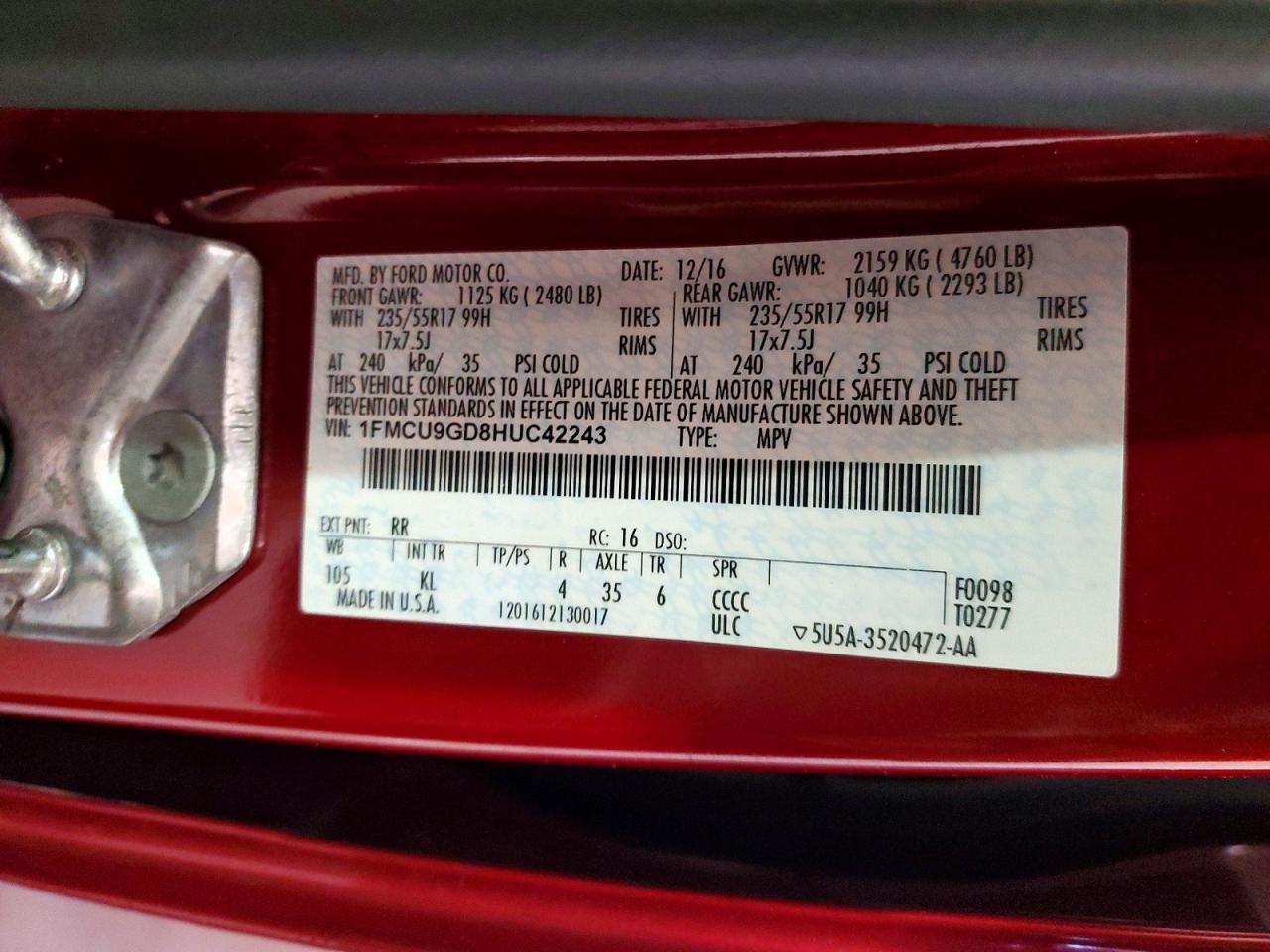 2017 FORD ESCAPE SE photo 37