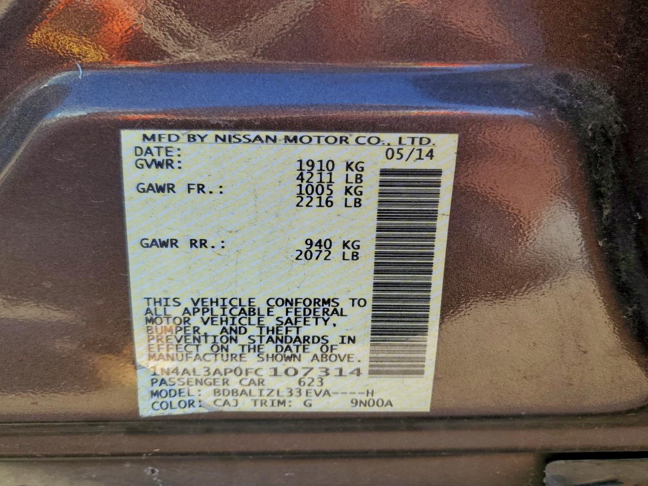 2015 NISSAN ALTIMA 2.5 photo 12