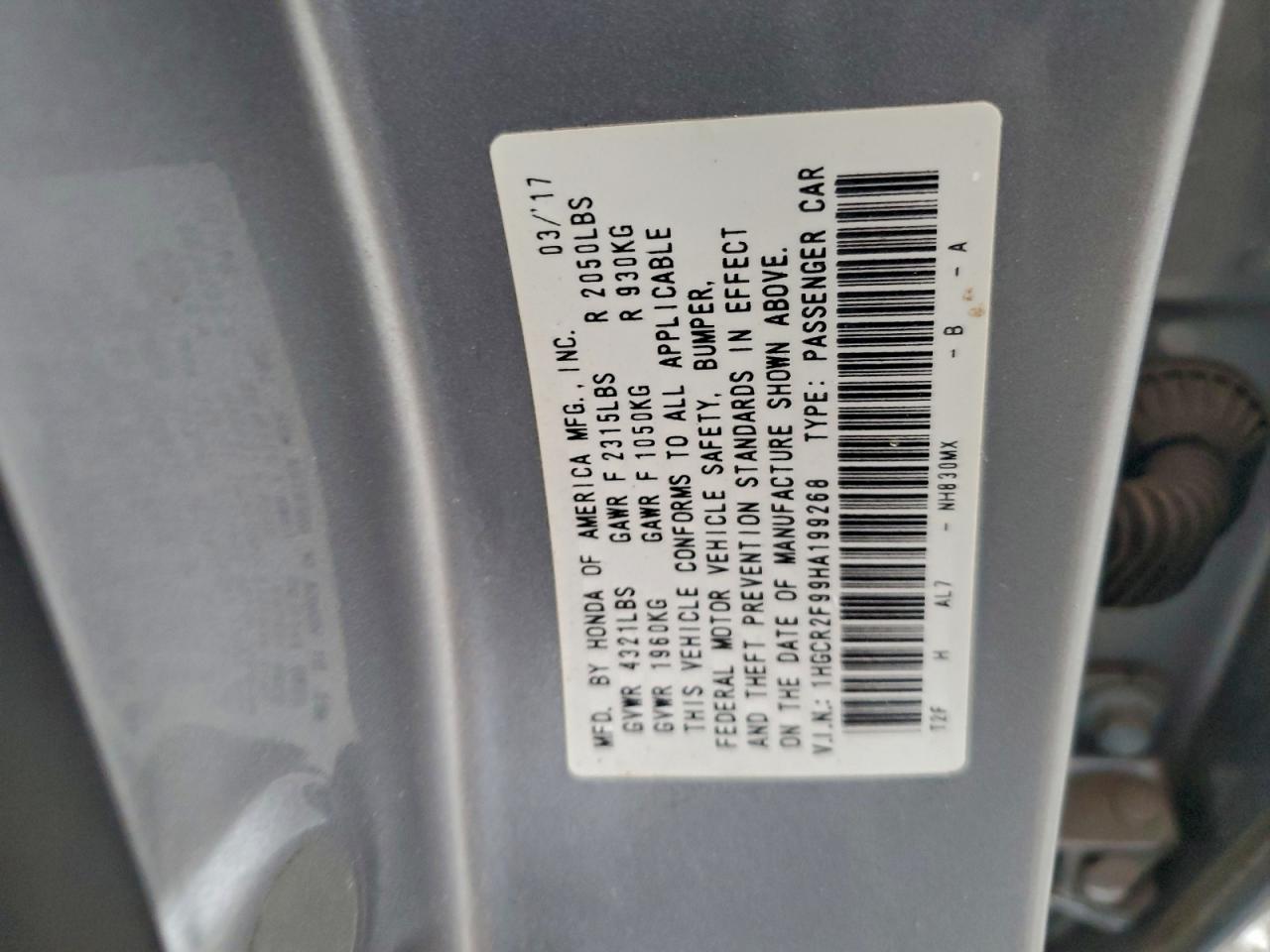 2017 HONDA ACCORD EXL photo 12