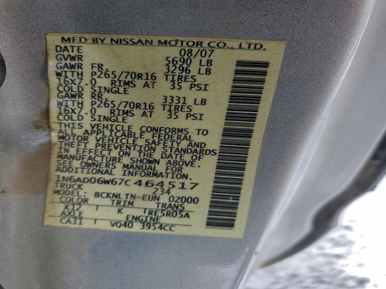 2007 NISSAN FRONTIER KING CAB LE photo 34