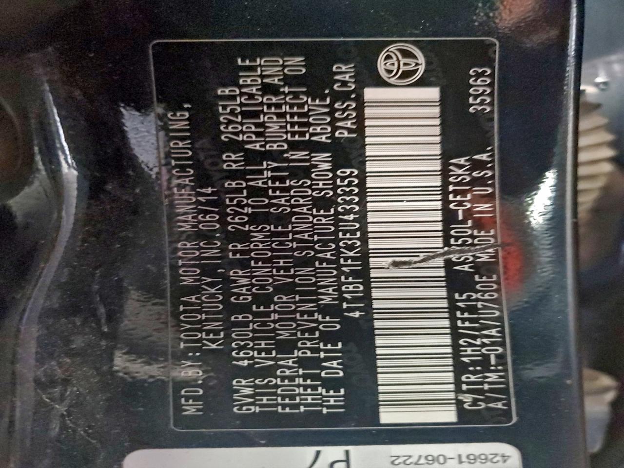 2014 TOYOTA CAMRY L photo 23