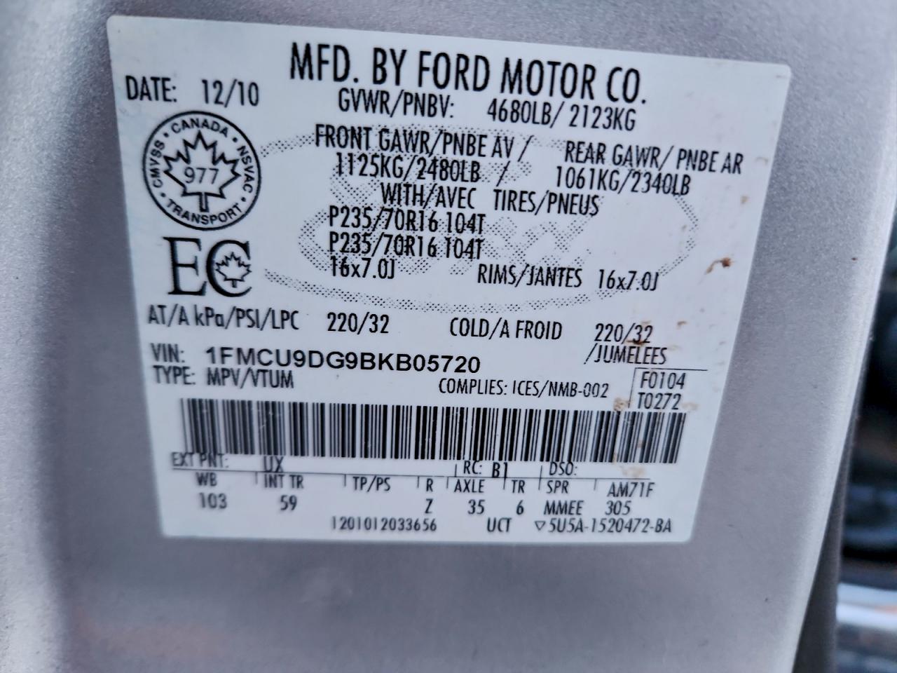 2011 FORD ESCAPE XLT photo 13
