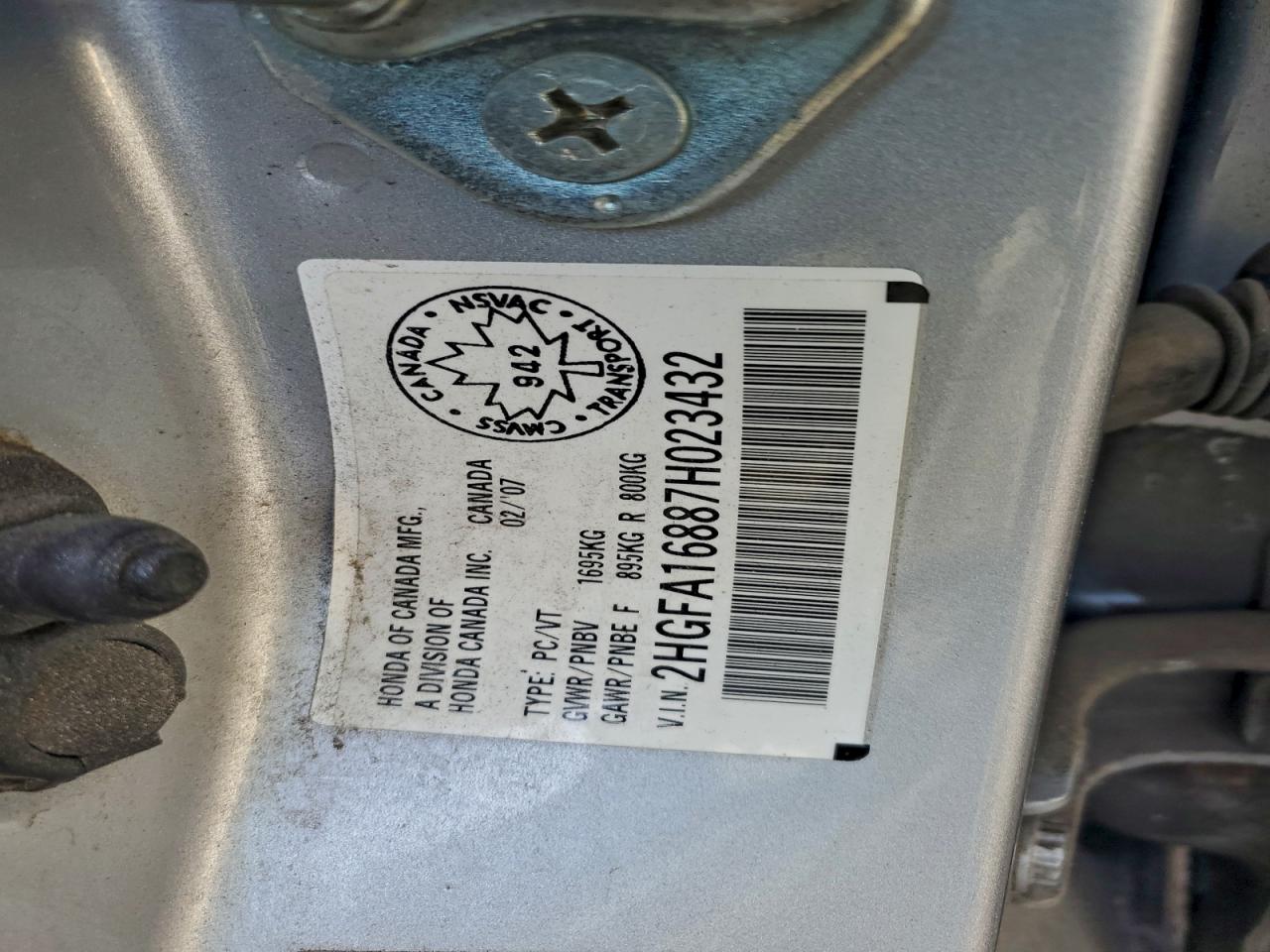 2007 HONDA CIVIC EX photo 12