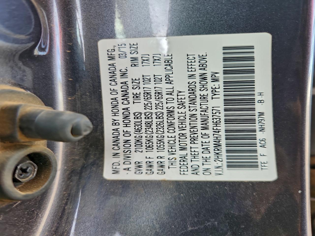 2015 HONDA CR-V EXL photo 27