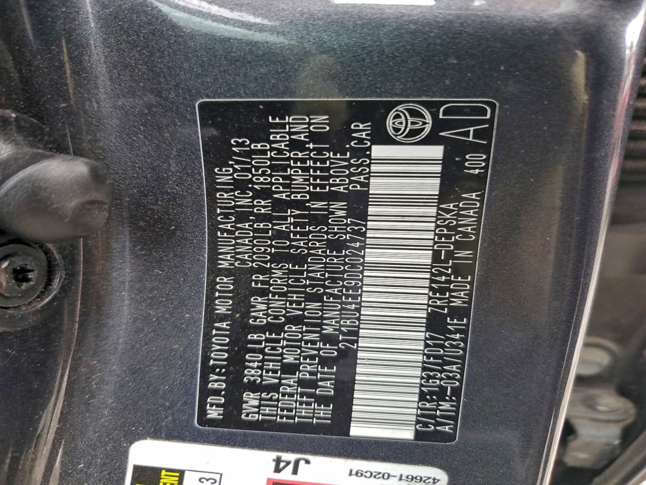 2013 TOYOTA COROLLA BASE photo 13