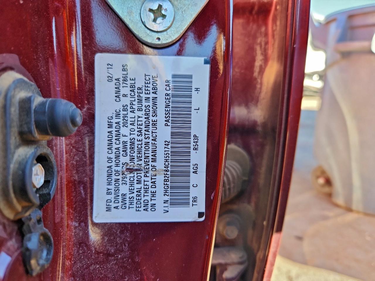 2012 HONDA CIVIC EX photo 23