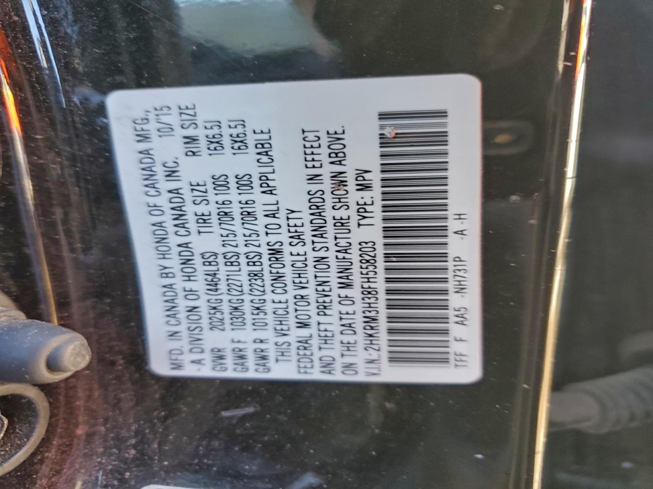 2015 HONDA CR-V LX photo 12